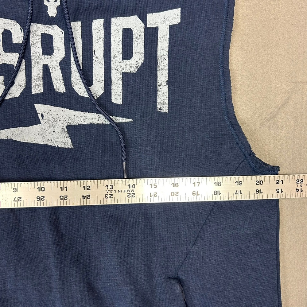 Under Armour Project Rock Disrupt Sleeveless Hoodie Mens Medium Navy Blue - Picture 3 of 8